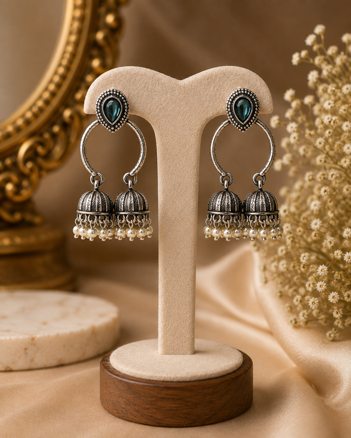 Teardrop Pearl Jhumka Earrings