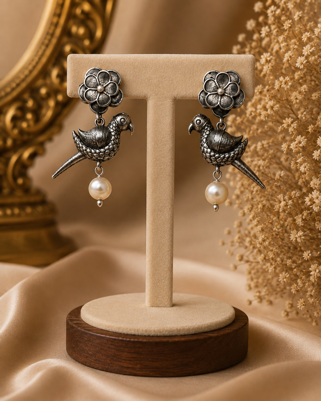 Vintage Parrot Pearl Earrings