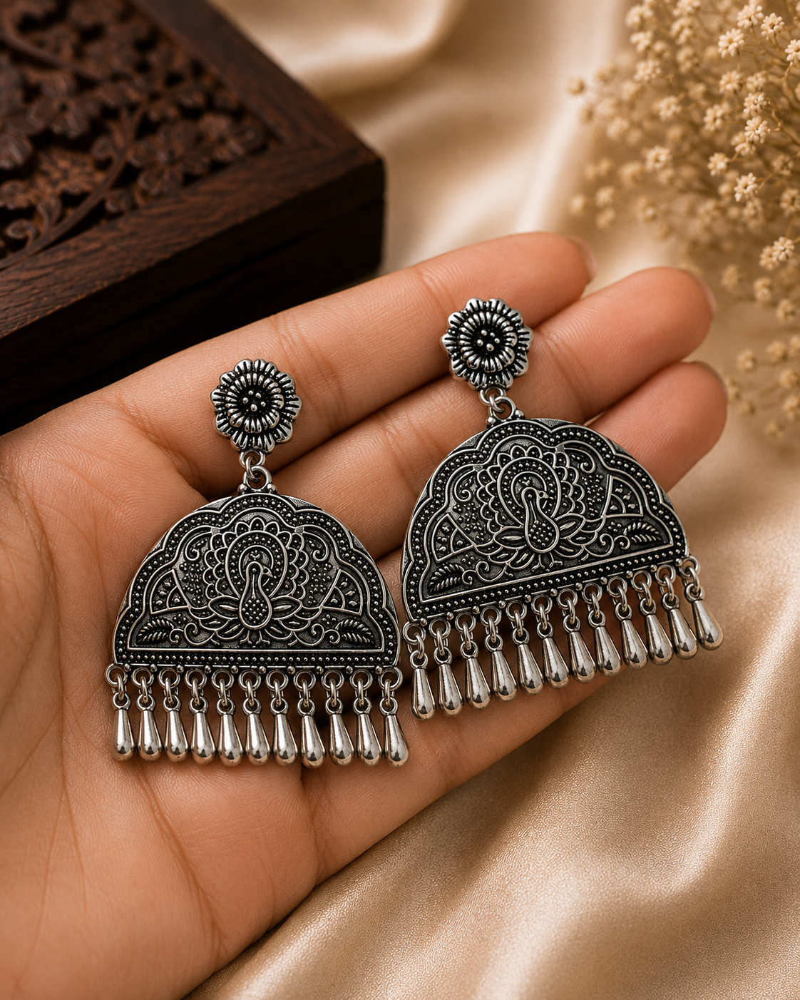 Antique Peacock Chandbali Earrings