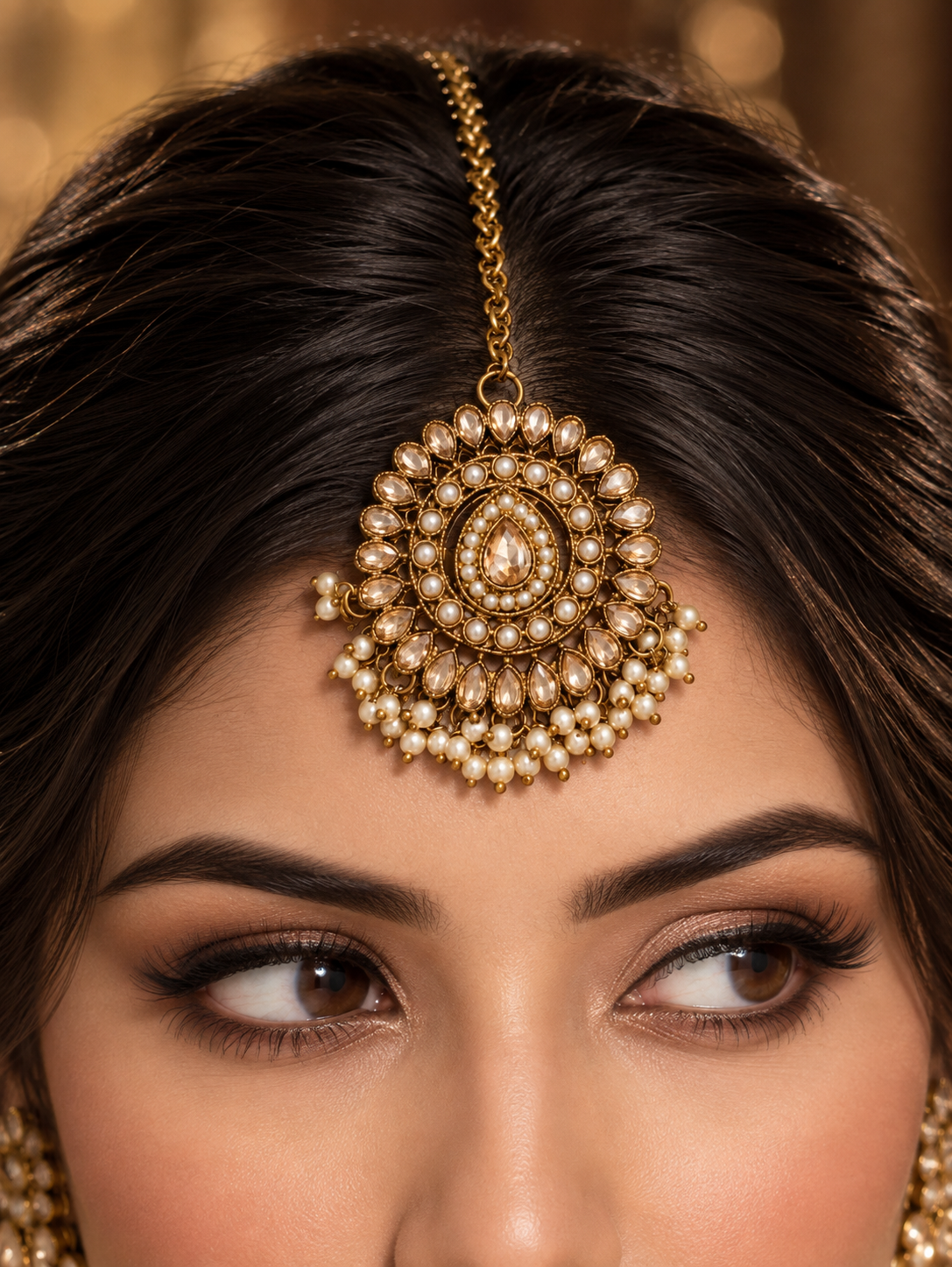 Kundan Pearl Bridal Mangteeka