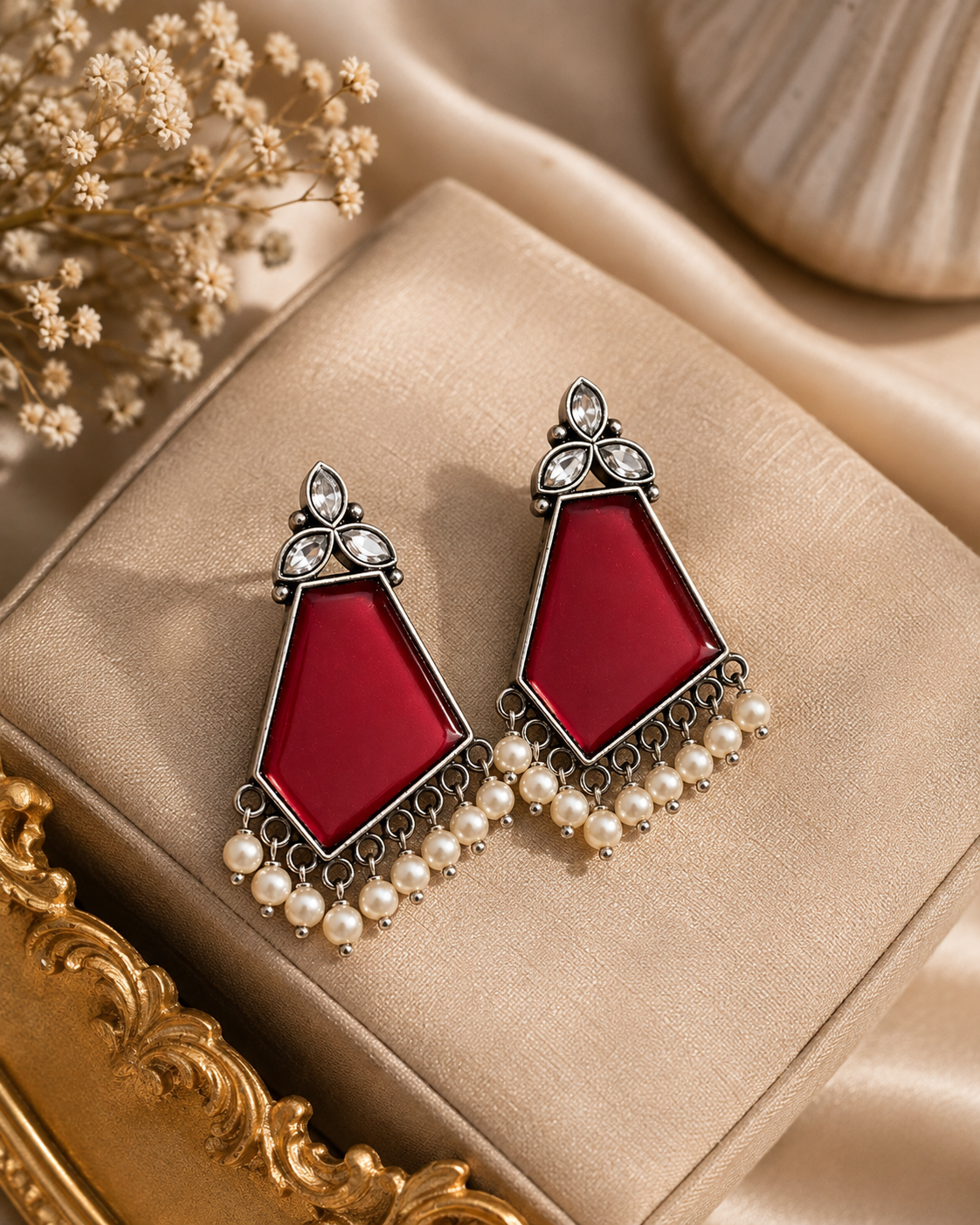 Red Luxe Drop Earrings