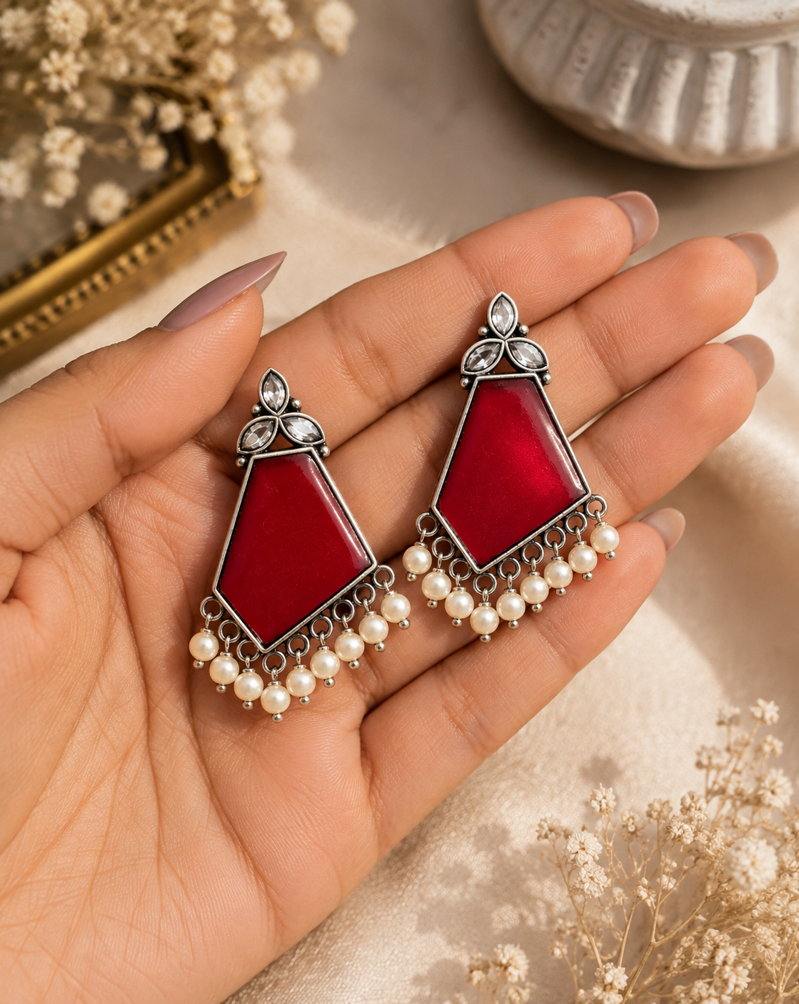 Red Luxe Drop Earrings