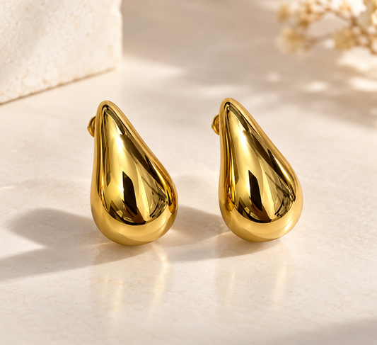 Gold Teardrop Statement Earrings for Women | Elegant Chunky Drop Earrings