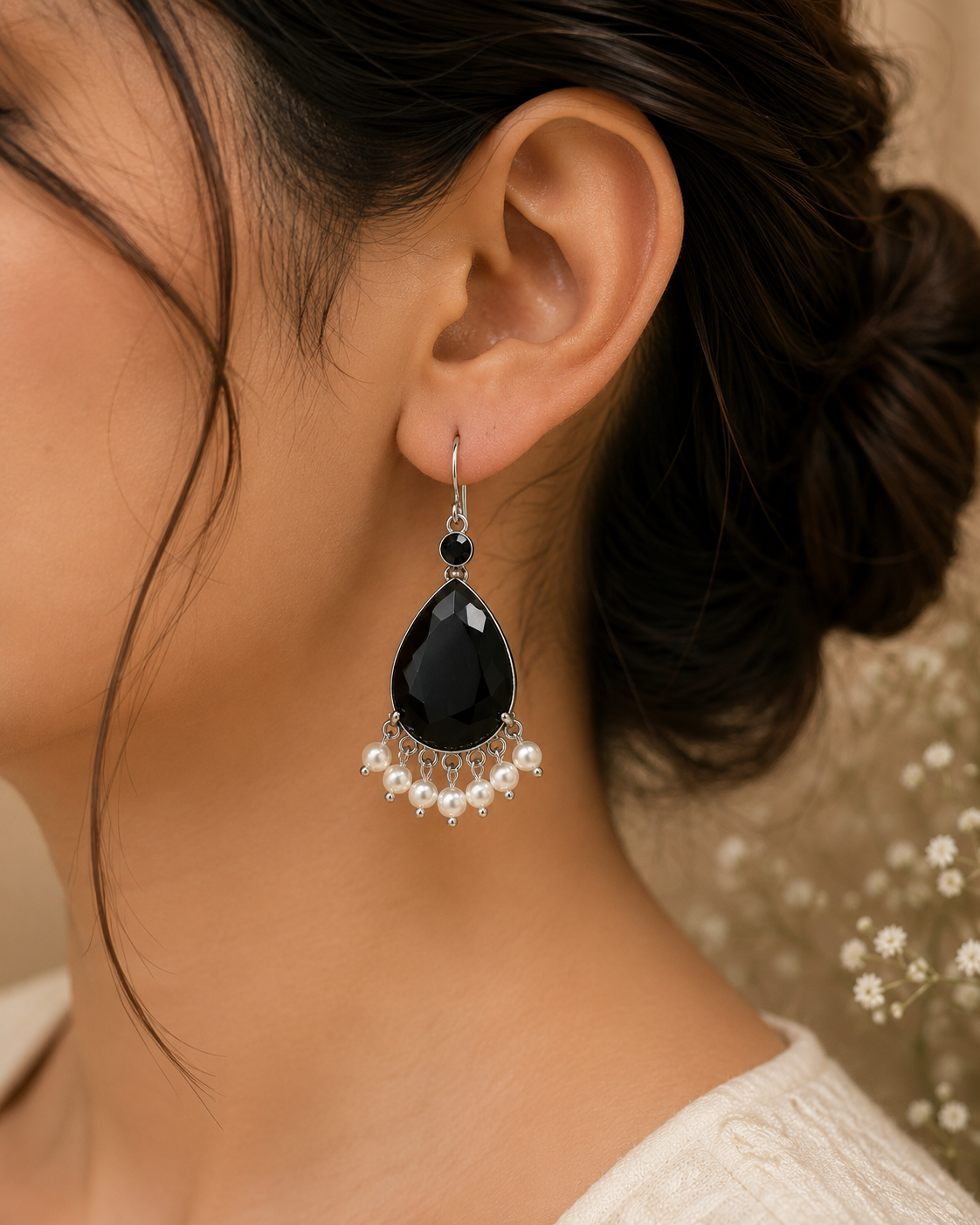Midnight Pearl Drop Earrings