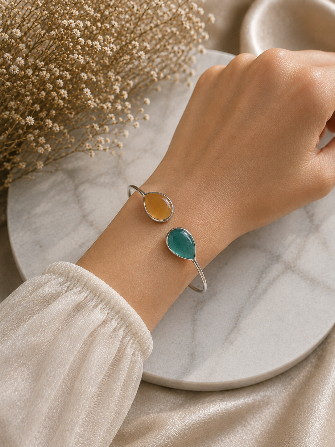 Amber & Teal Dual-Tone Bracelet