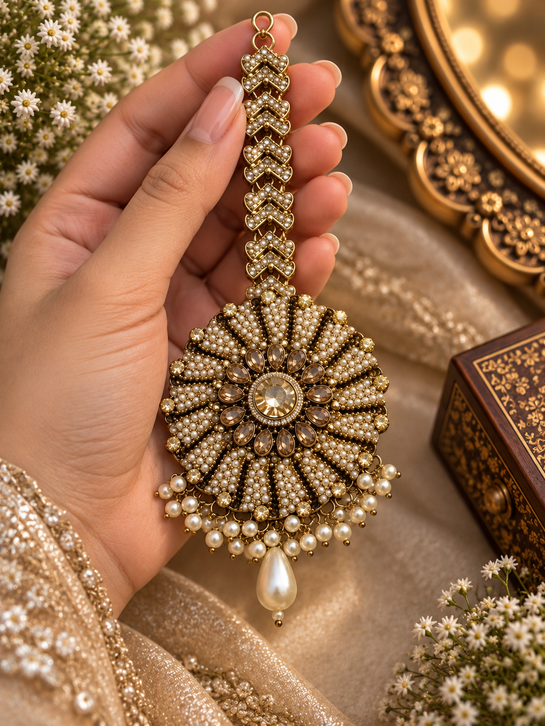 Royal Pearl Mandala Maangtikka