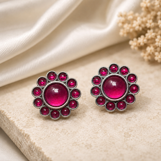 Wine Onyx Bloom Studs