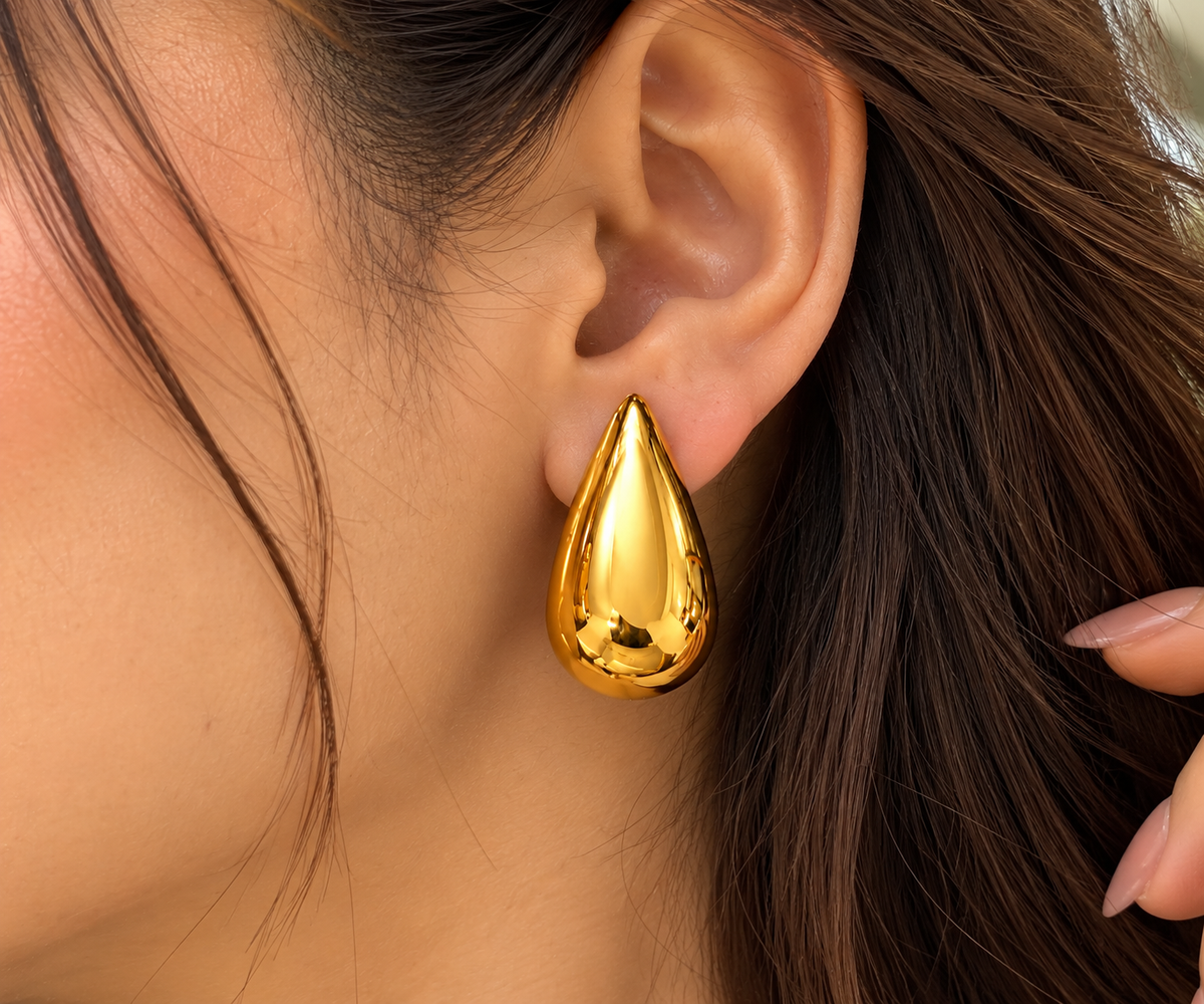 Gold Teardrop Earrings for Women | Anti-Tarnish Stainless Steel Drop Earrings