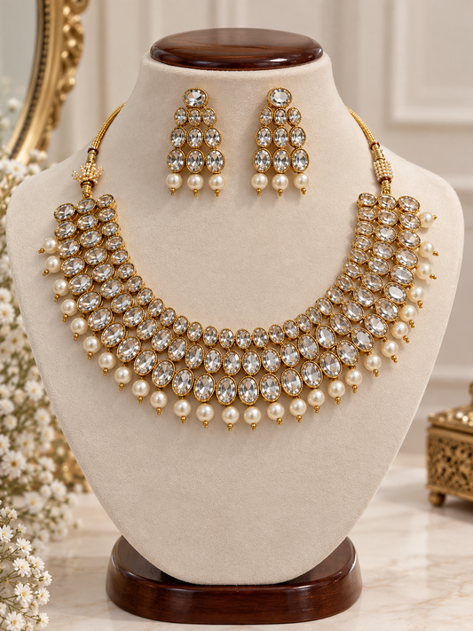 Traditional Polki Pearl Statement Necklace