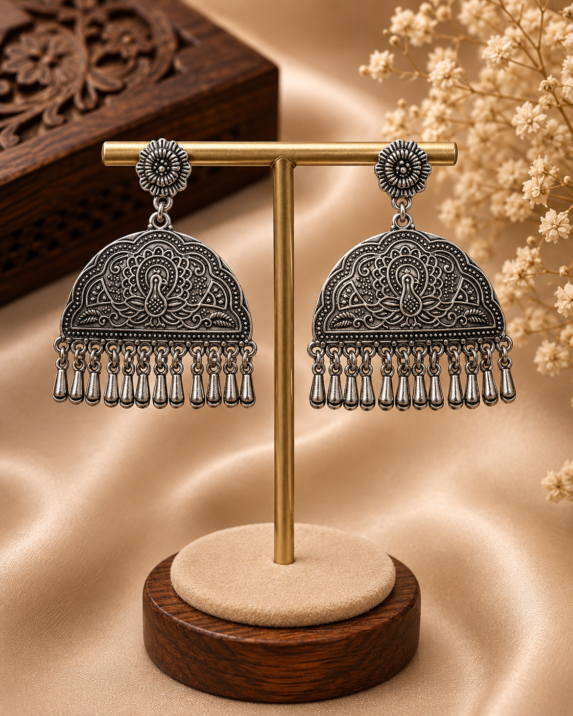 Antique Peacock Chandbali Earrings