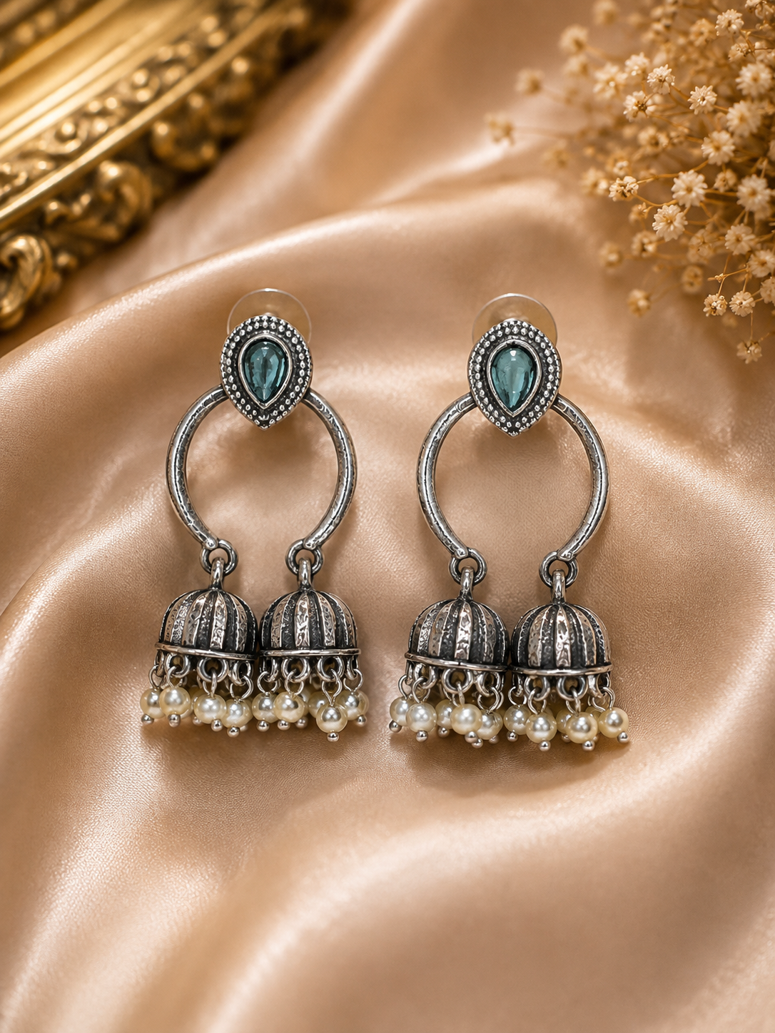 Teardrop Pearl Jhumka Earrings