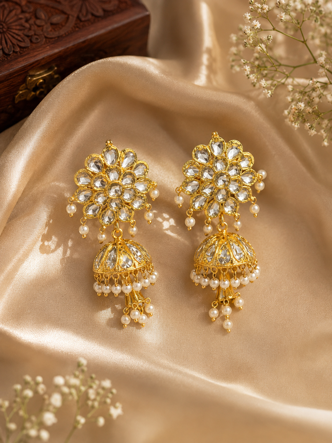 Lucknow Kundan Bloom Jhumka