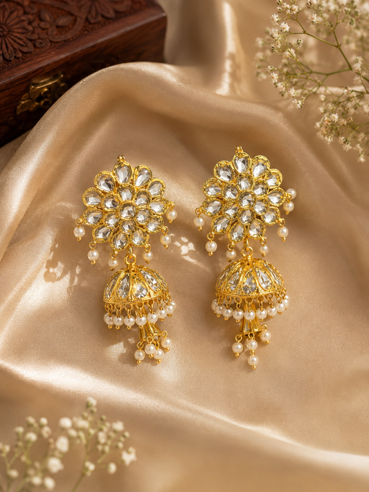 Lucknow Kundan Bloom Jhumka