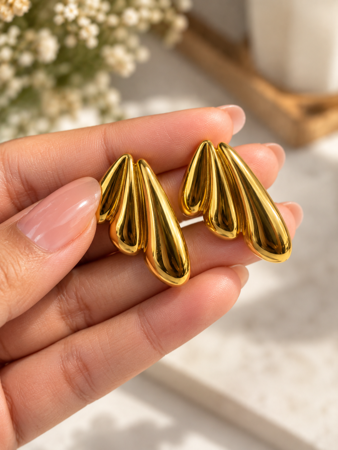 Anti Tarnish Gold Teardrop Earrings for Women