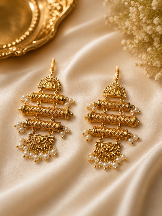 Royal Pearl Bar Earrings