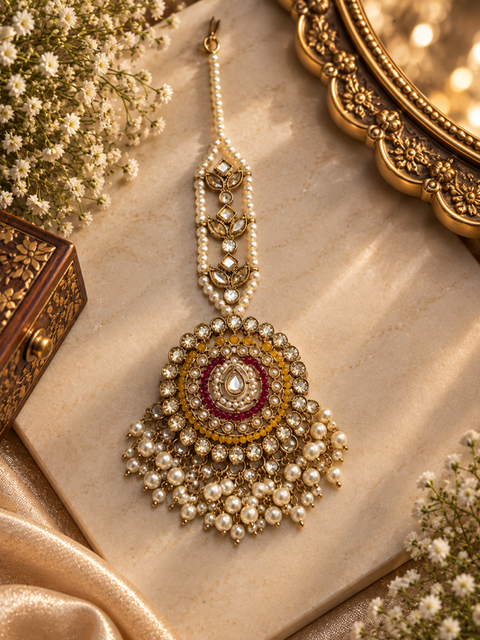 Regal Kundan Pearl Bloom Maangtikka