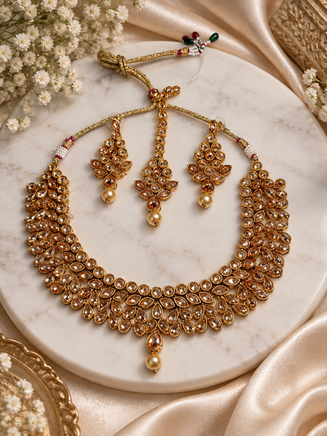 Antique Gold Polki Designer Necklace