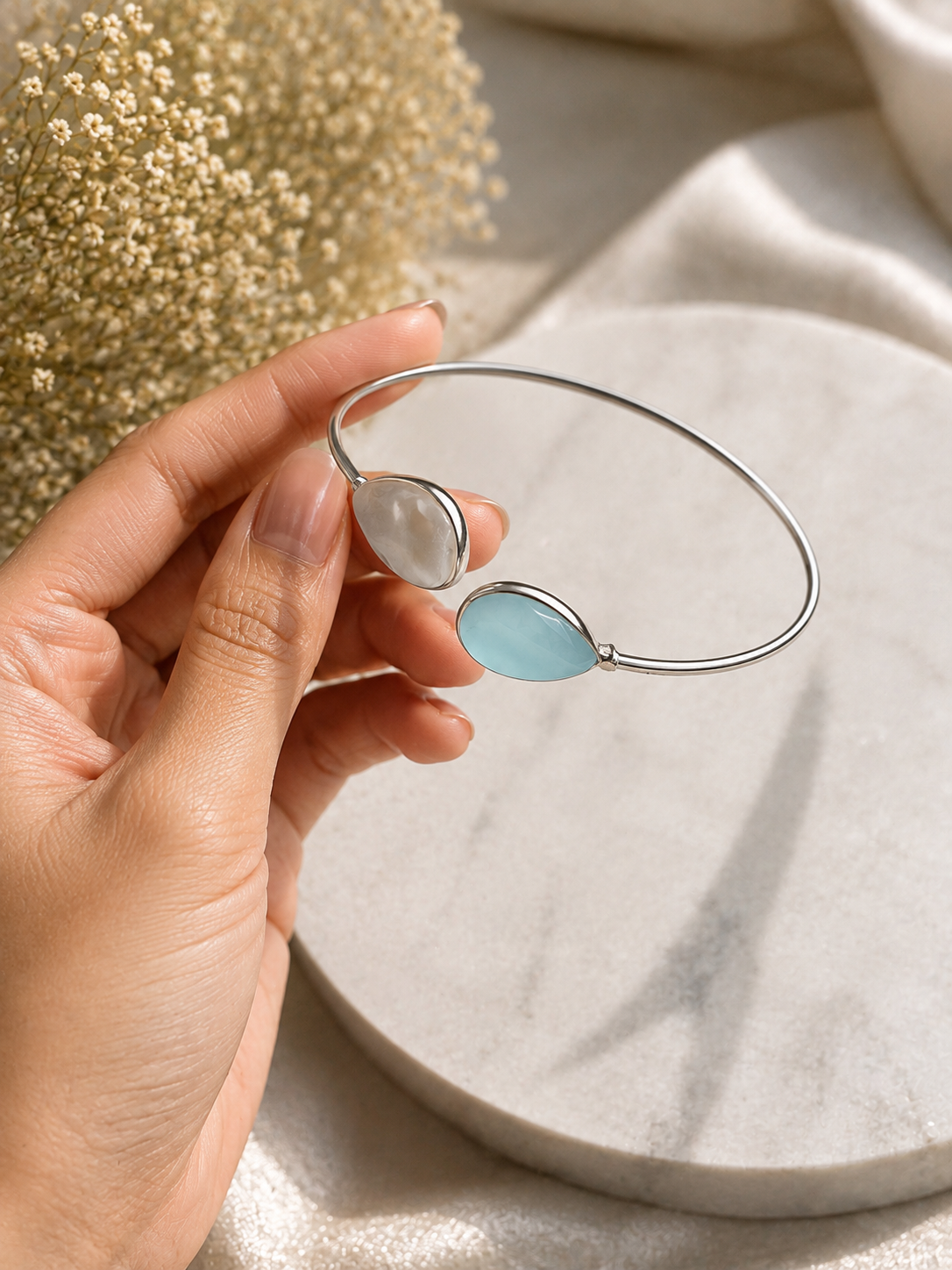 Elegant Teal & Pearl Cuff Bracelet