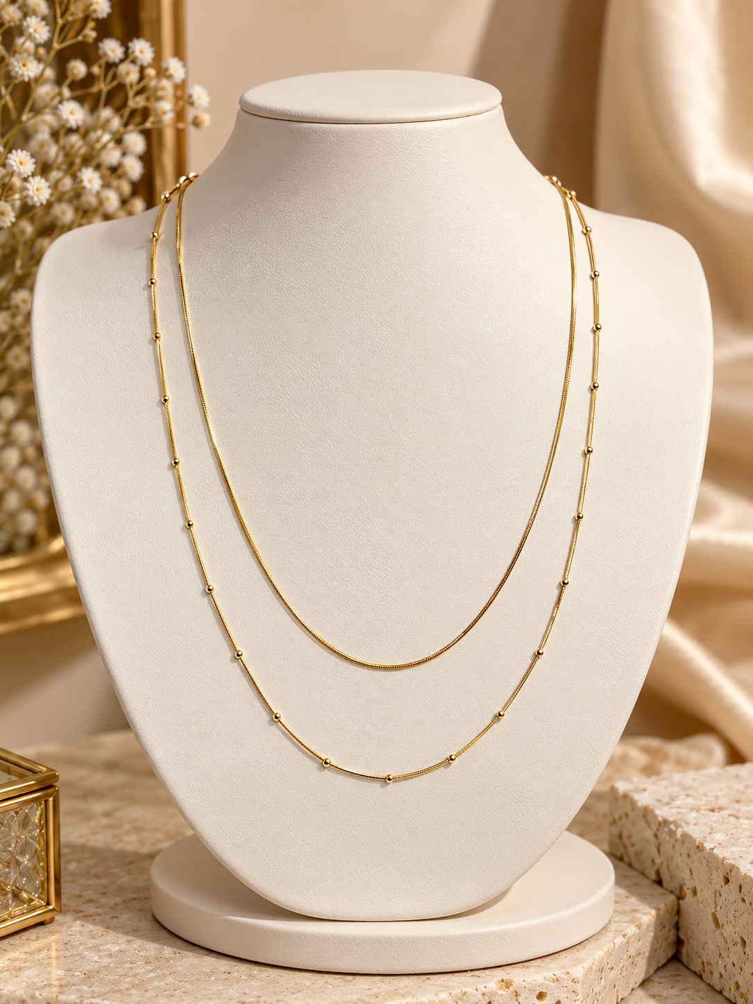 Anti Tarnish Double Layer Gold Chain Necklace for Women | Elegant Layered Chain Necklace