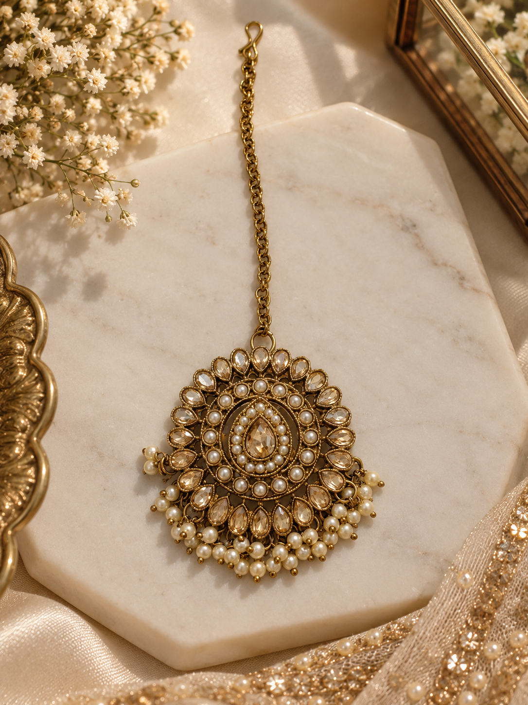 Kundan Pearl Bridal Mangteeka