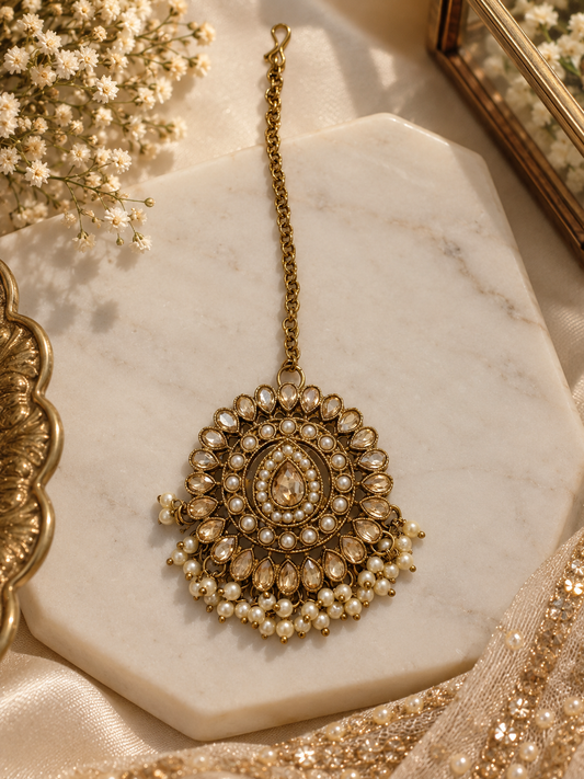 Kundan Pearl Bridal Mangteeka