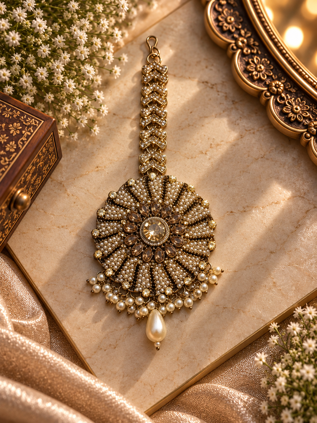 Royal Pearl Mandala Maangtikka