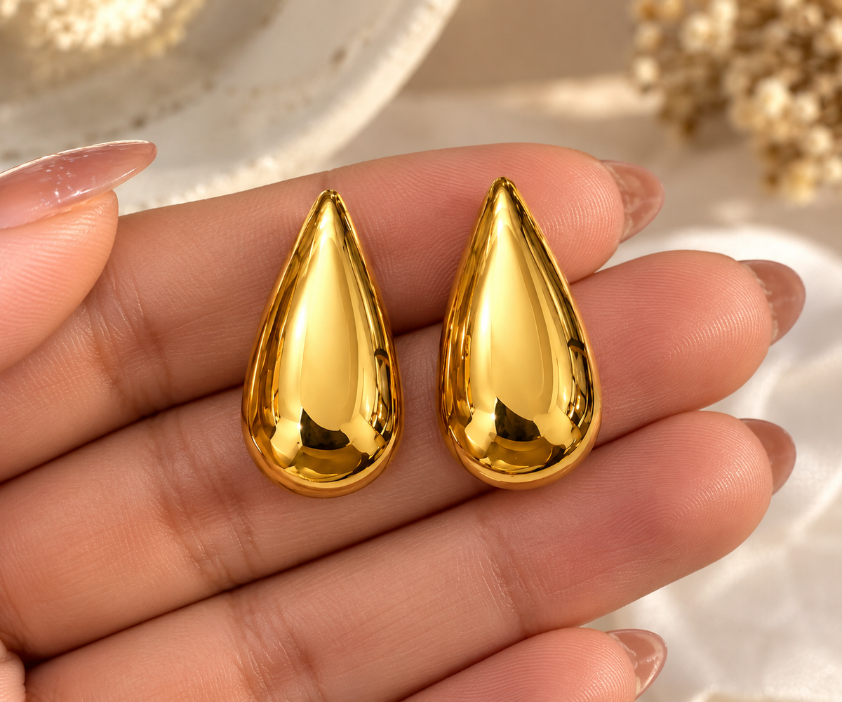 Gold Teardrop Earrings for Women | Anti-Tarnish Stainless Steel Drop Earrings