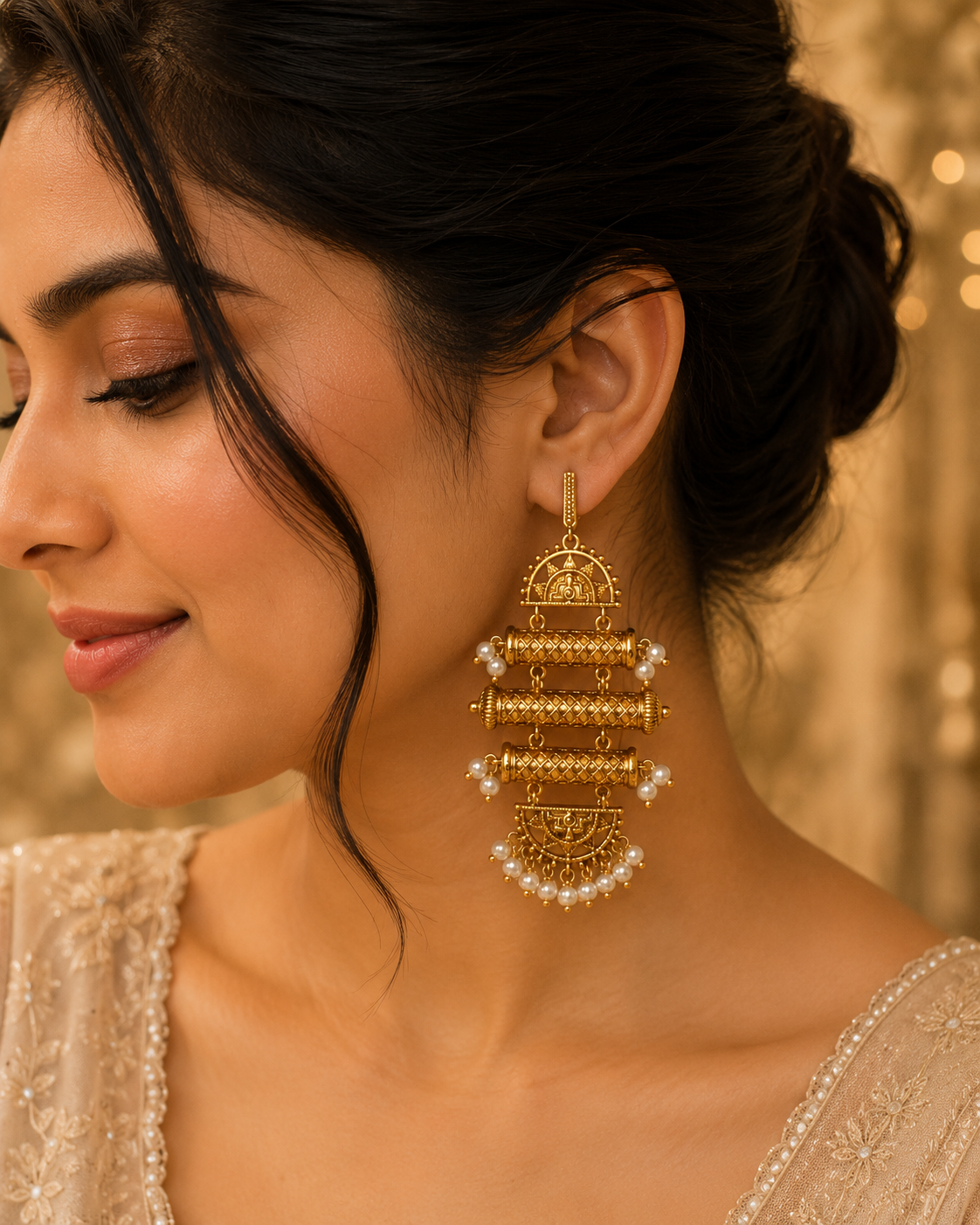 Royal Pearl Bar Earrings