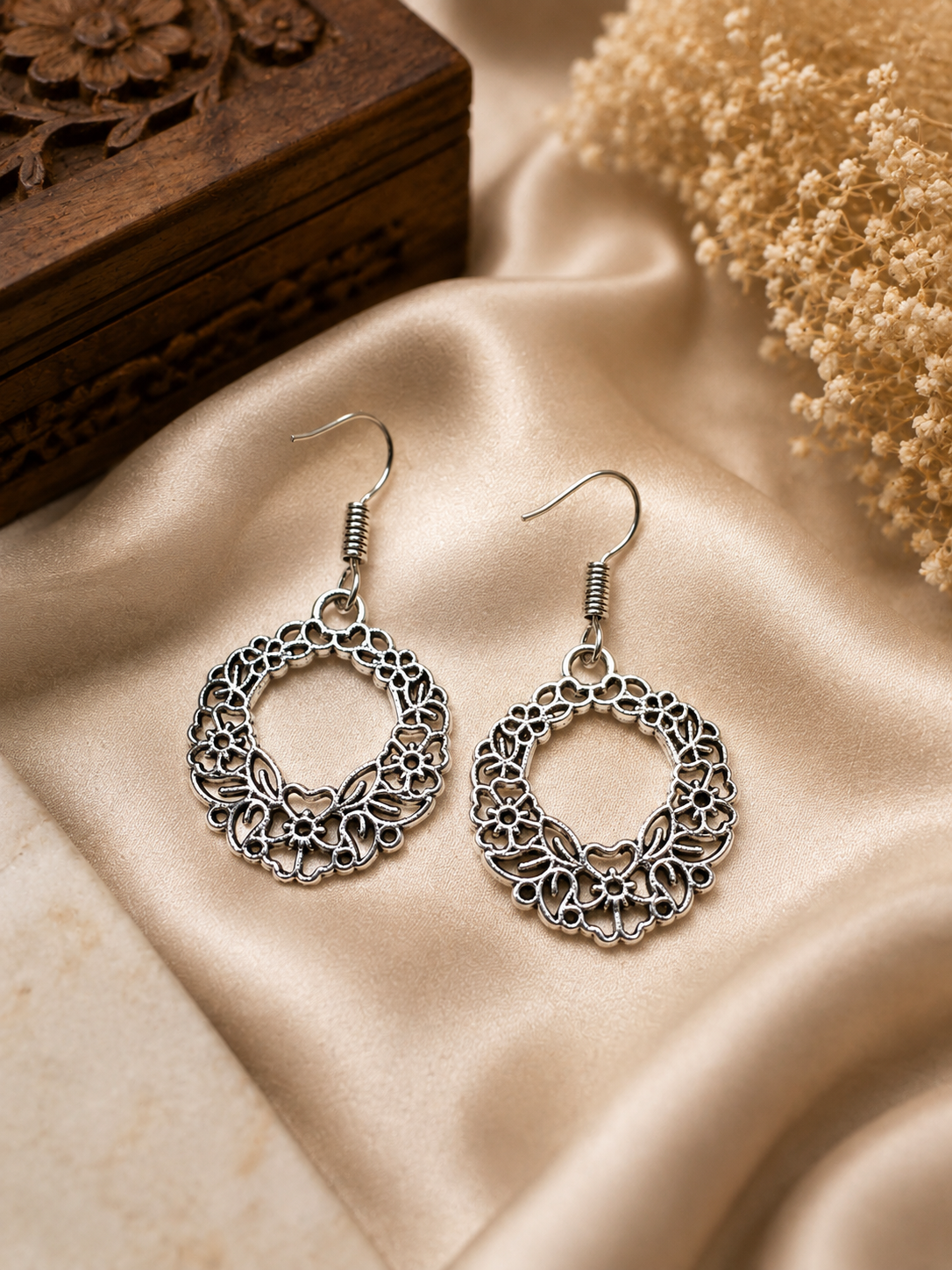 Floral Vintage Hoop Earrings
