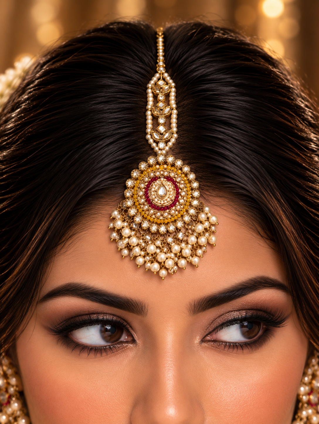 Regal Kundan Pearl Bloom Maangtikka