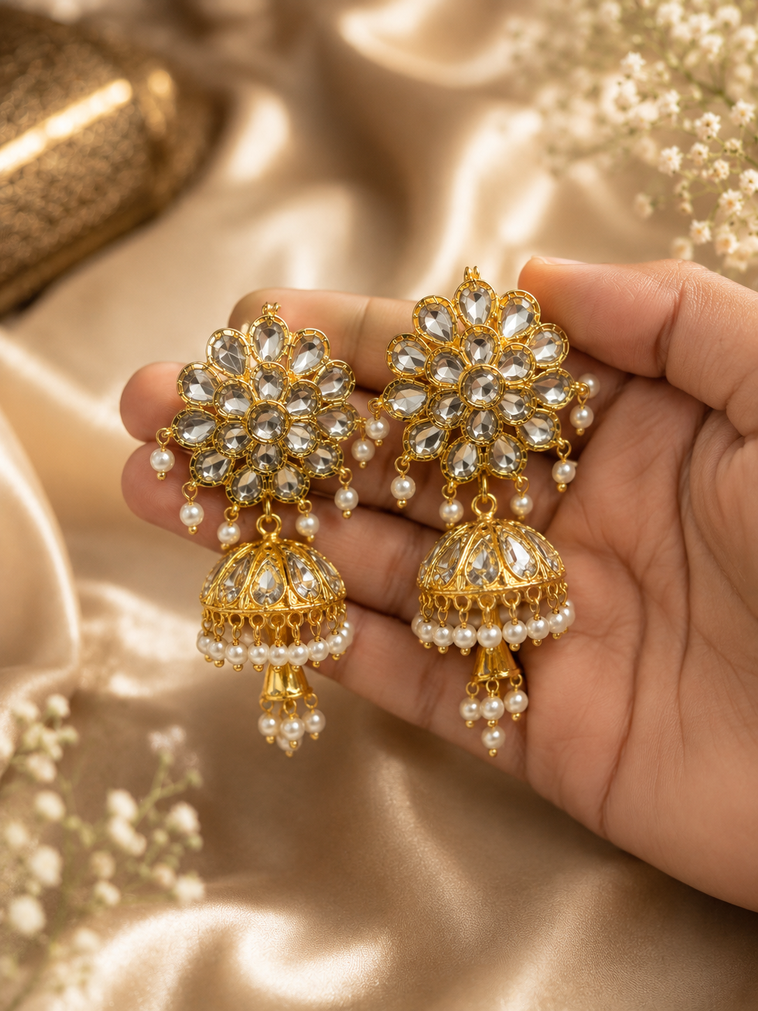 Lucknow Kundan Bloom Jhumka