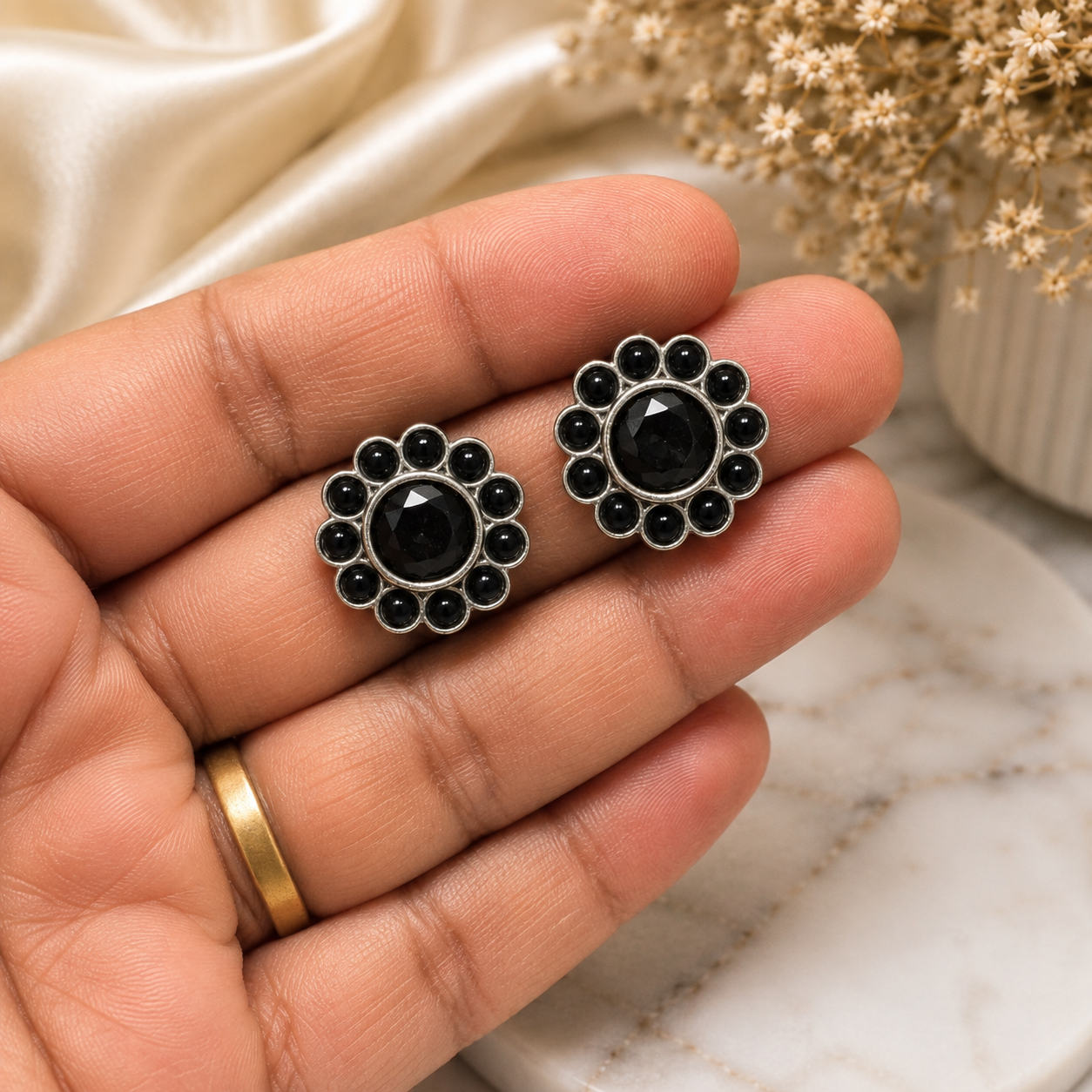 Black Onyx Bloom Studs