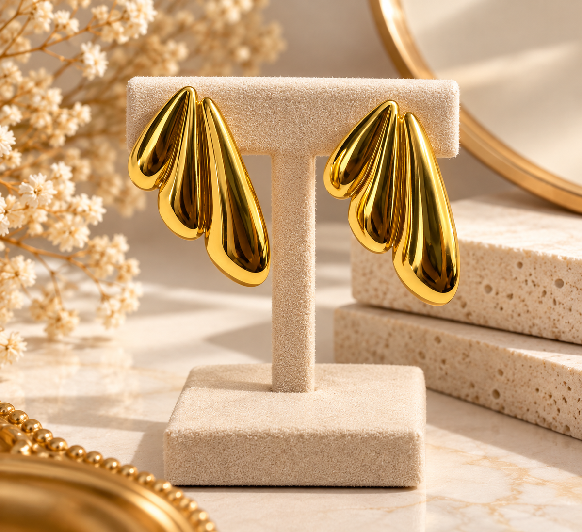 Anti Tarnish Gold Teardrop Earrings for Women