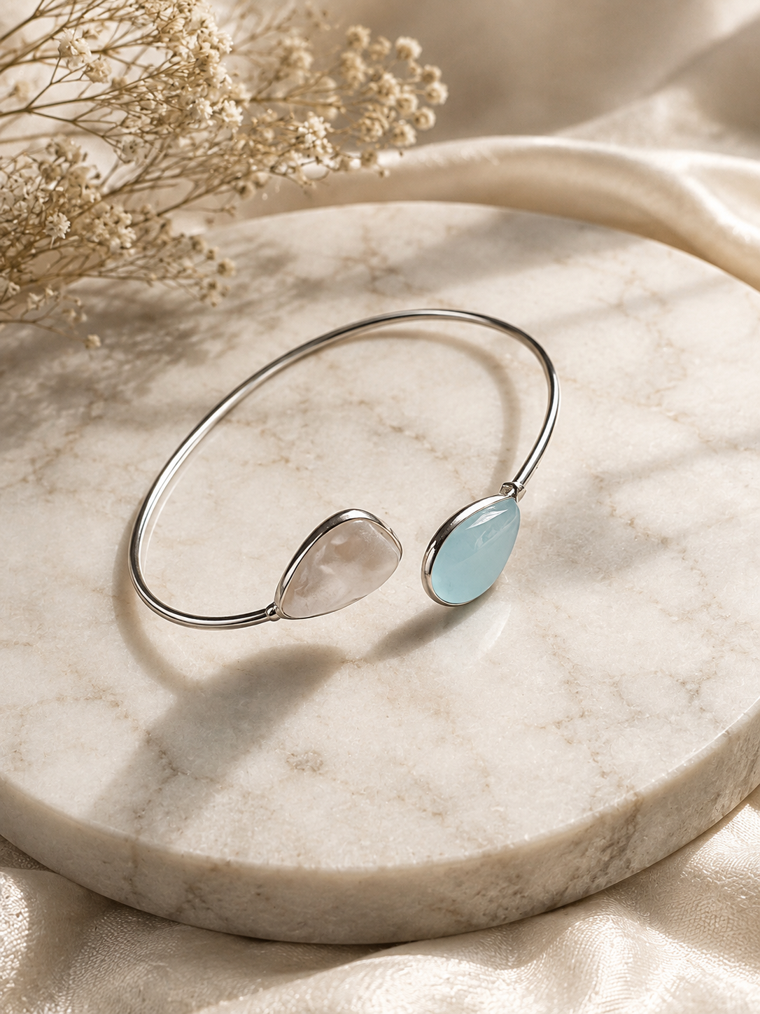 Elegant Teal & Pearl Cuff Bracelet