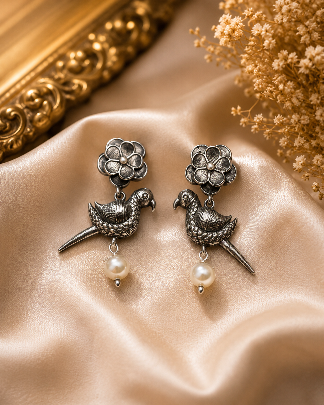 Vintage Parrot Pearl Earrings