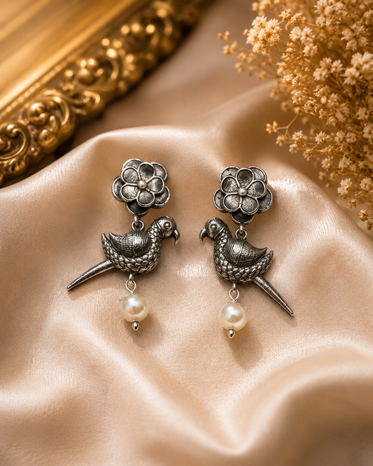 Vintage Parrot Pearl Earrings
