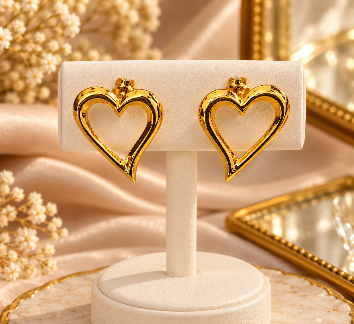 Gold Heart Stud Earrings for Women | Minimalist Love Heart Earrings