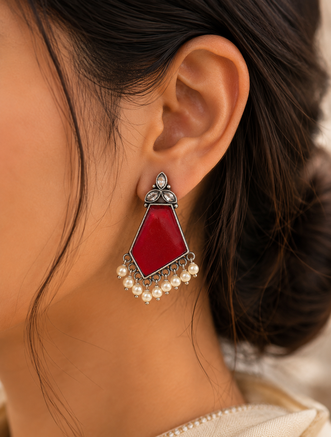 Red Luxe Drop Earrings
