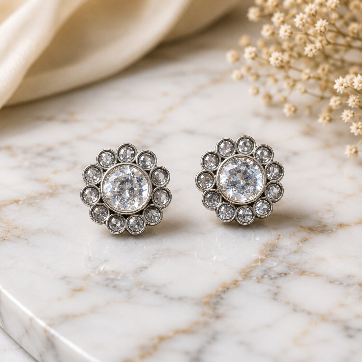White Onyx Bloom Studs