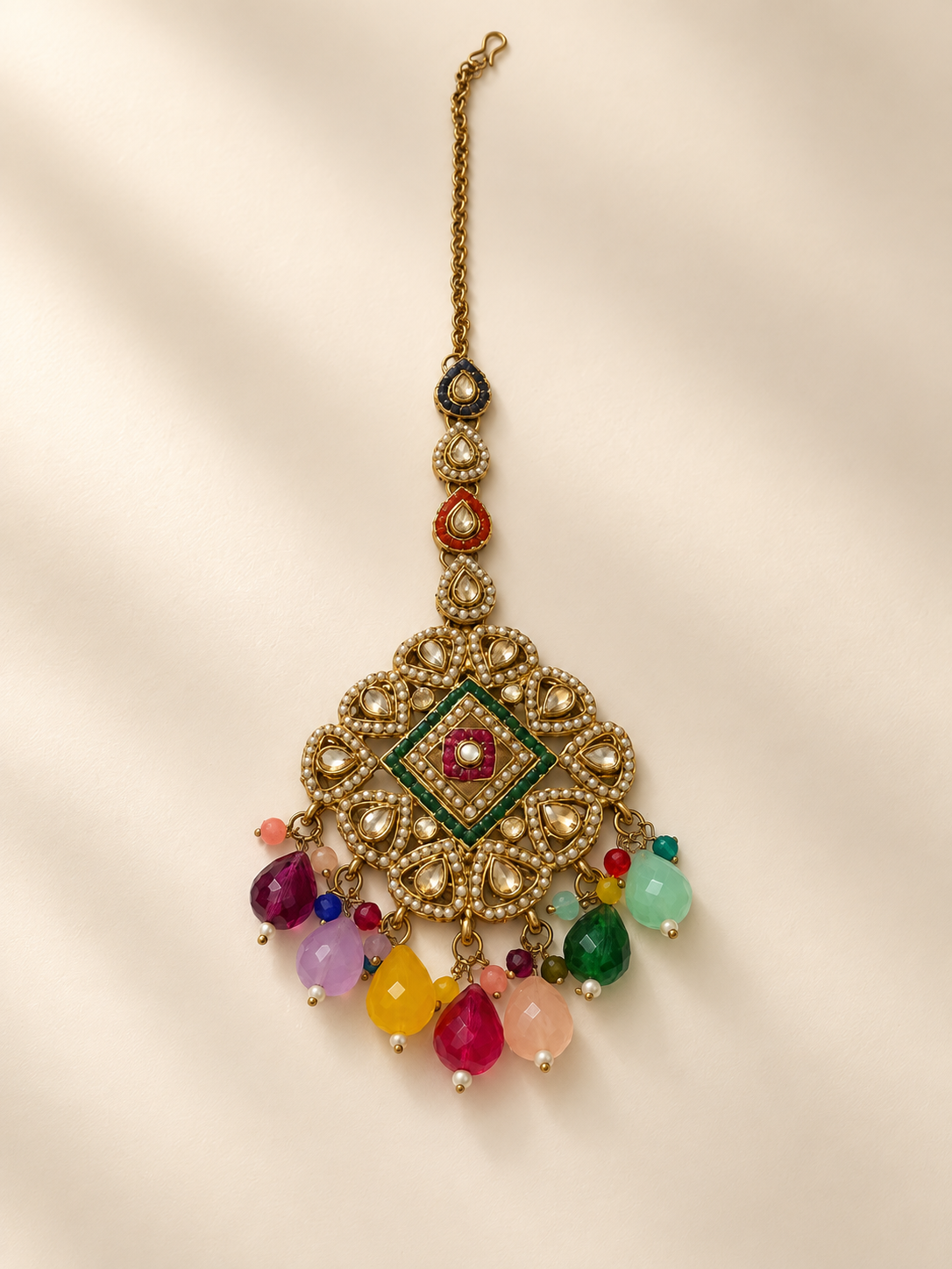 Multicolor Kundan Pearl Mangteeka
