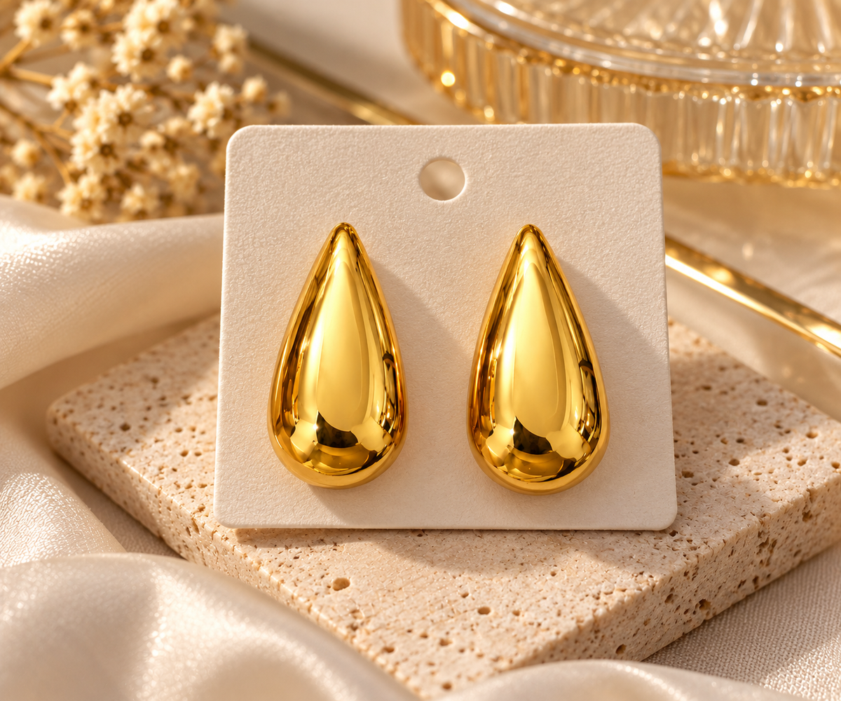 Gold Teardrop Earrings for Women | Anti-Tarnish Stainless Steel Drop Earrings