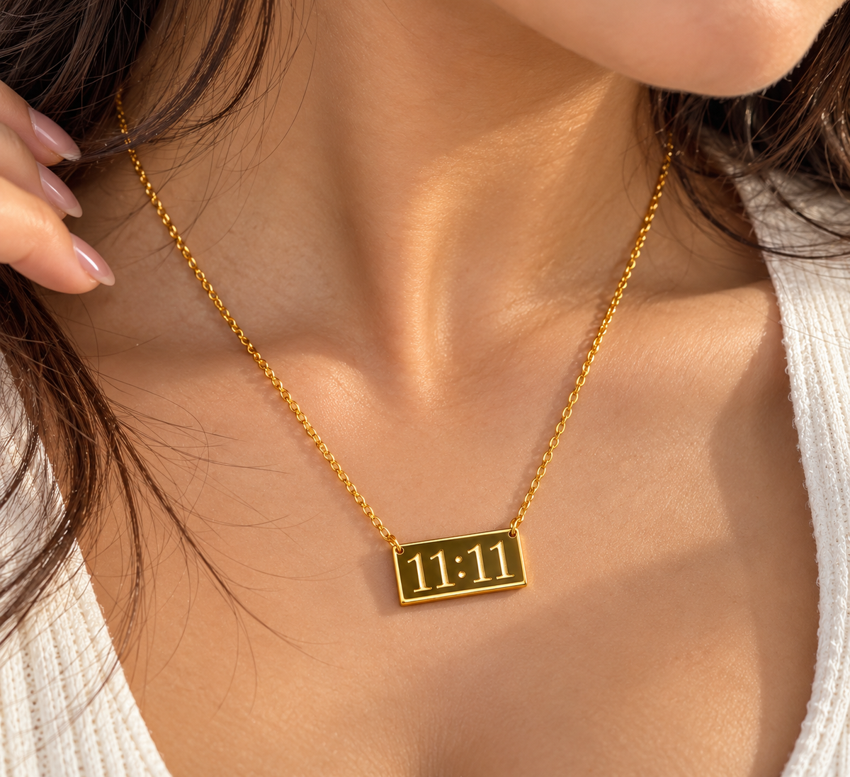 11:11 Rectangle Pendant Necklace for Women | Minimalist Everyday Jewelry