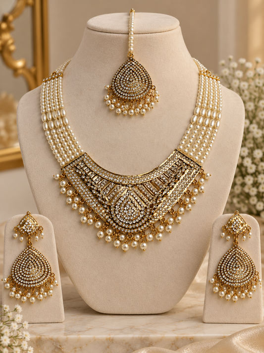 Hyderabadi Kundan Pearl Statement Necklace
