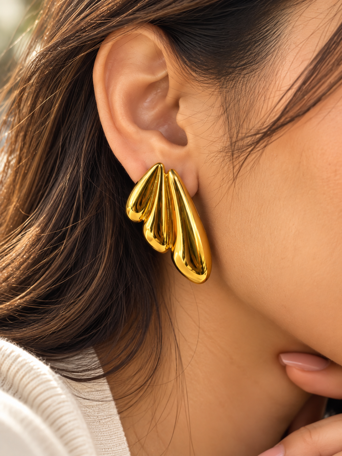 Anti Tarnish Gold Teardrop Earrings for Women