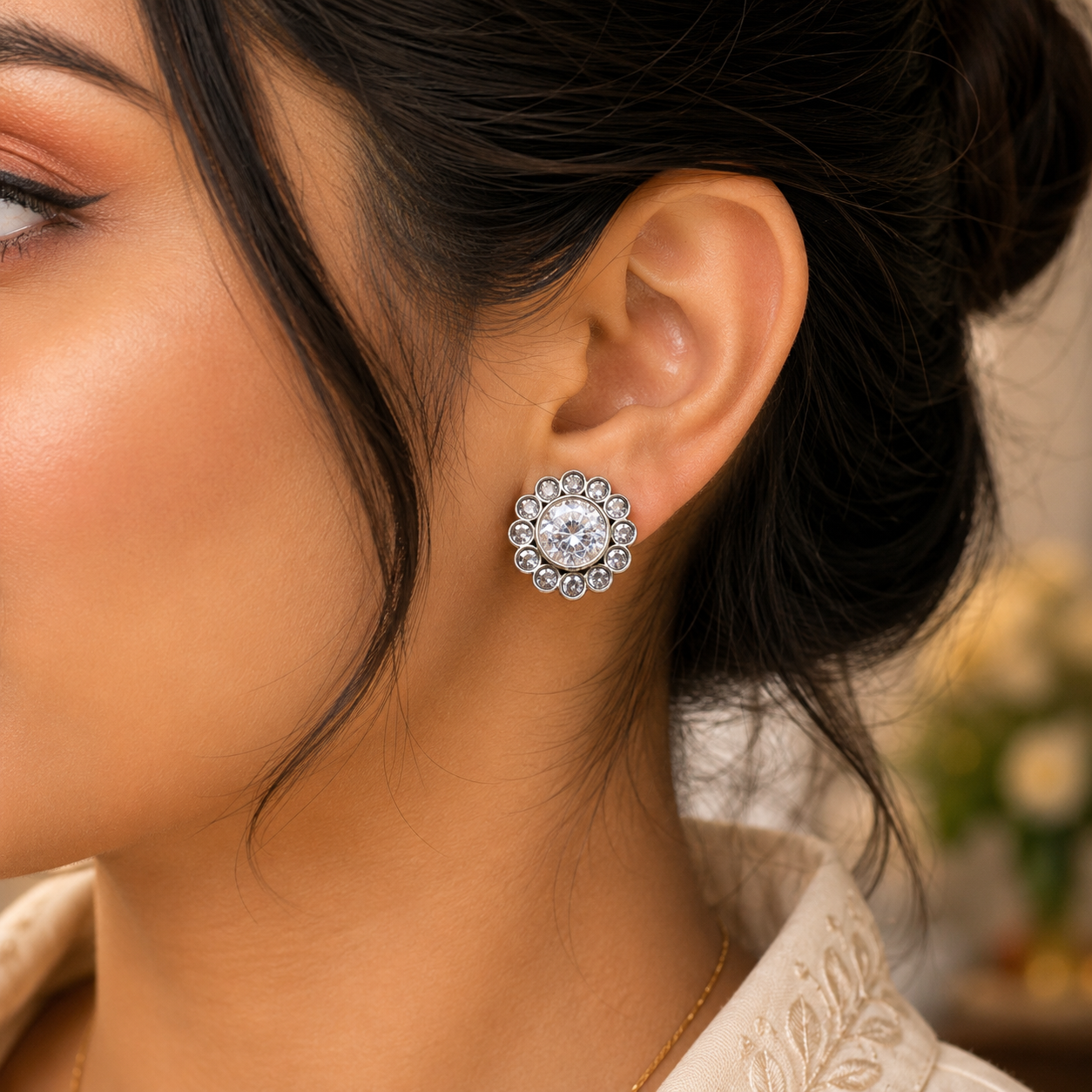 White Onyx Bloom Studs