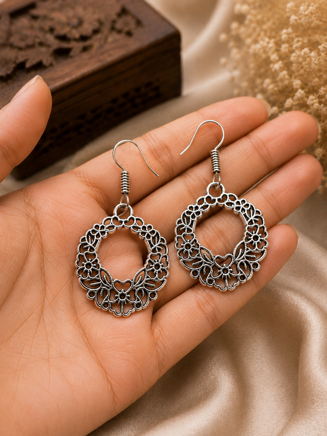 Floral Vintage Hoop Earrings
