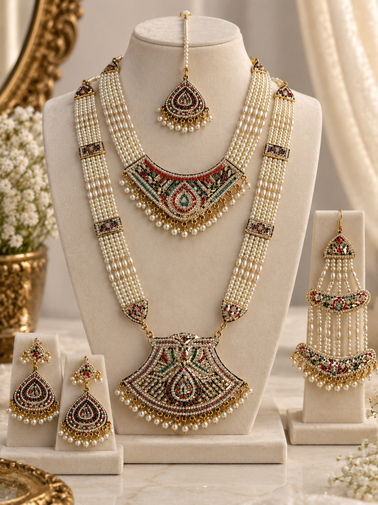 Royal Hyderabadi Jadau Pearl Bridal Jewellery Set