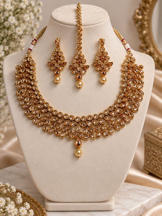 Antique Gold Polki Designer Necklace