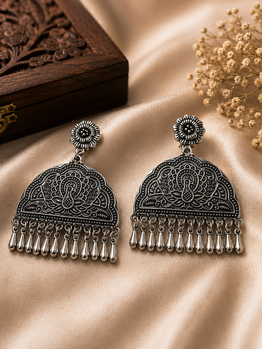 Antique Peacock Chandbali Earrings