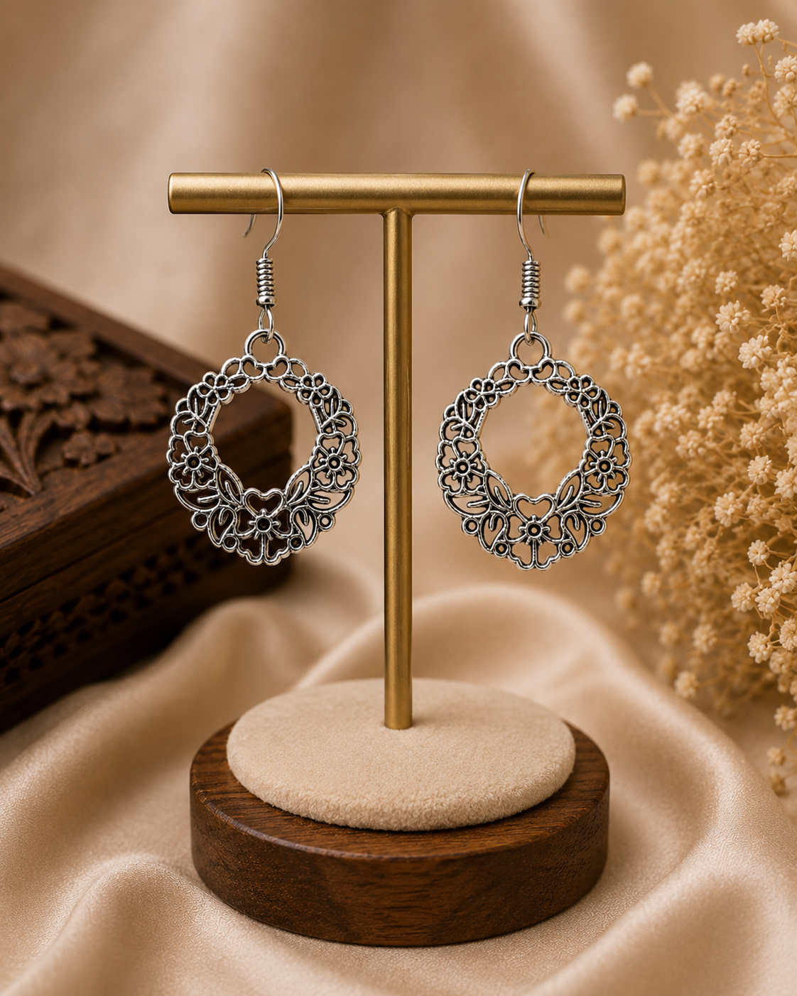 Floral Vintage Hoop Earrings